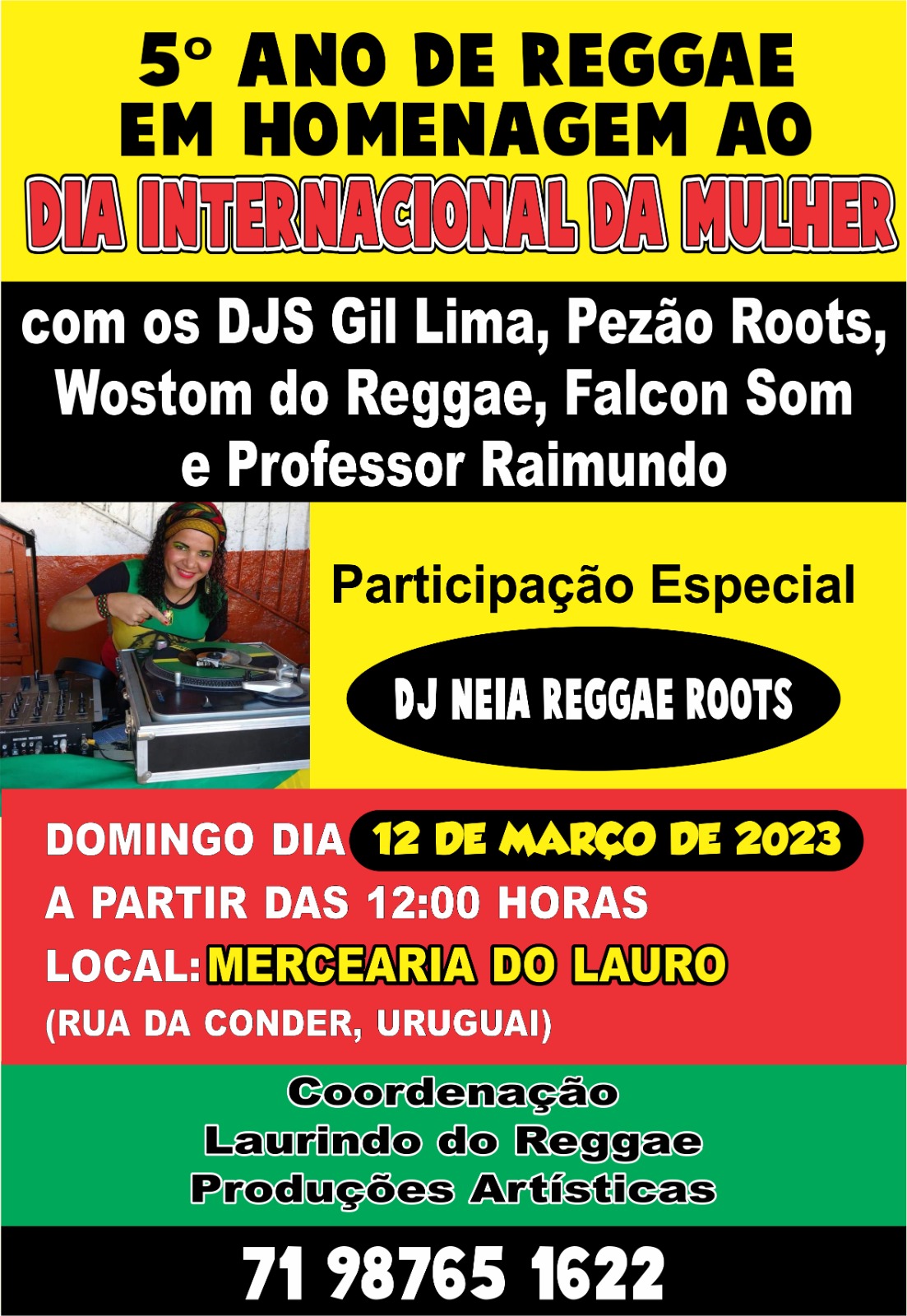 5º Ano de Reggae em Homenagem ao Dia Internacional das Mulheres